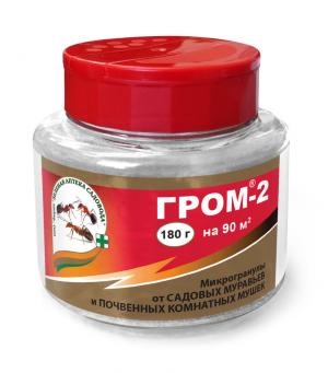 ГРОМ-2 микрогранулы от муравьев и комнатных почвенных мушек, контейнер-дозатор 180 г (ЗАС) - картинка 1
