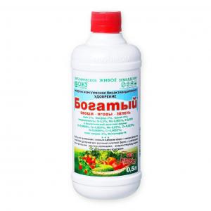 БОГАТЫЙ Овощи, Ягоды, Зелень (жидкое комплексное биоактивированое удобрение), 0.5 л - картинка 1